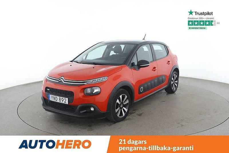 Orange Begagnad 2017 Citroën C3 PureTech Halvkombi | 129 000 kr (Marknadspris) - Bild 1/4