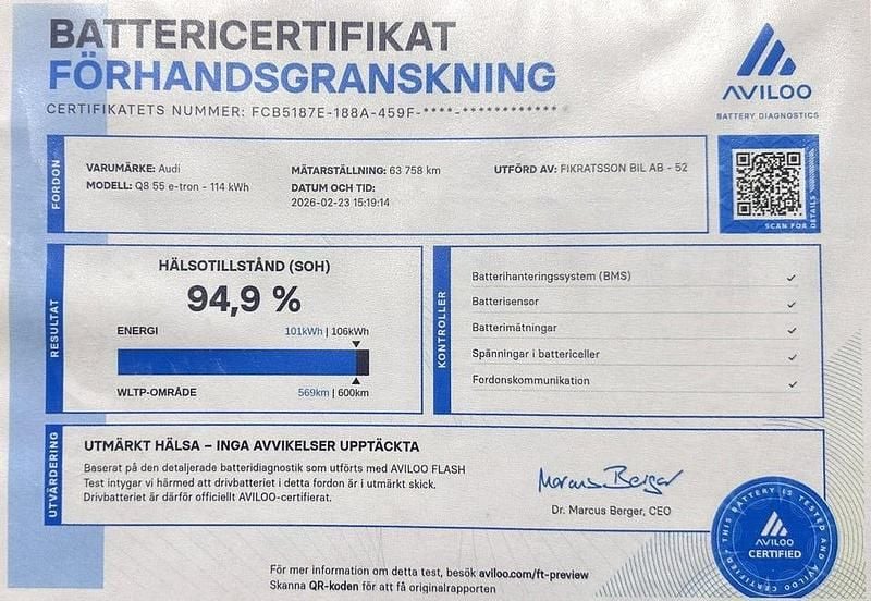 Begagnad Audi Q8 e-tron S-Line 300 kW (408 HK) 2024 Grå SUV