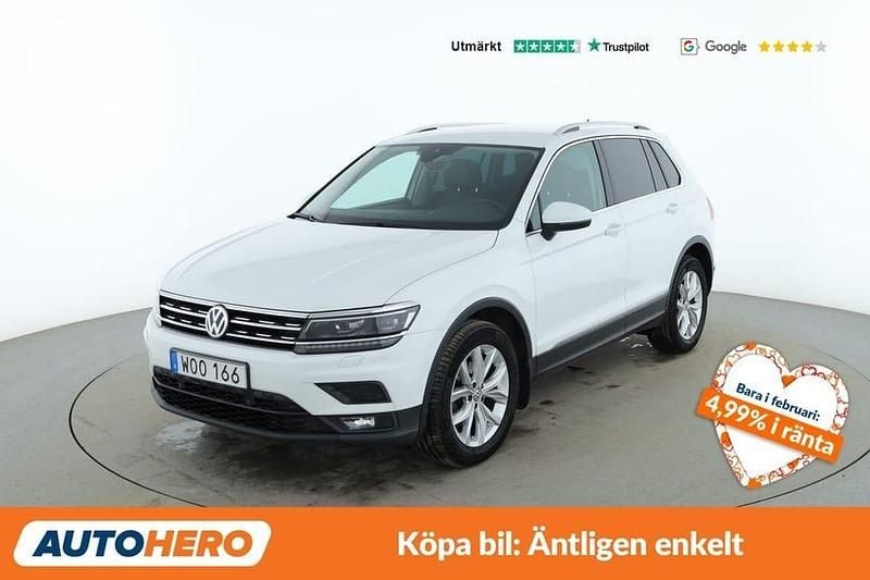 Vit Begagnad 2018 VW Tiguan Comfortline SUV | 208 000 kr (Marknadspris) - Bild 1/4