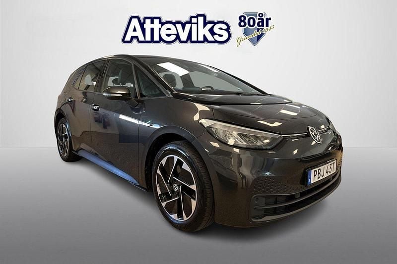 Mörkgrå (grå) Begagnad 2021 VW ID.3 Pro Performance Halvkombi | 214 500 kr (Superpris) - Bild 1/4