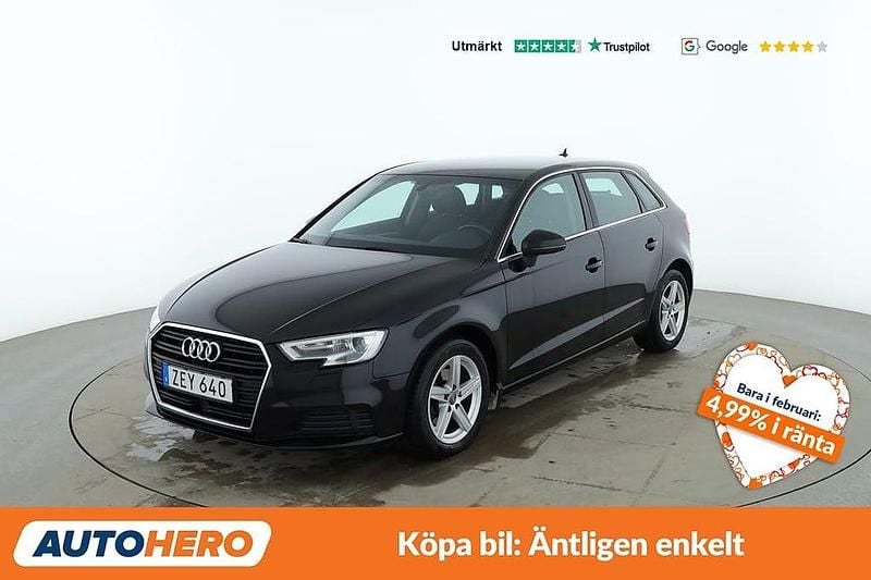 Svart Begagnad 2018 Audi A3 Sportback Halvkombi | 169 000 kr (Marknadspris) - Bild 1/4