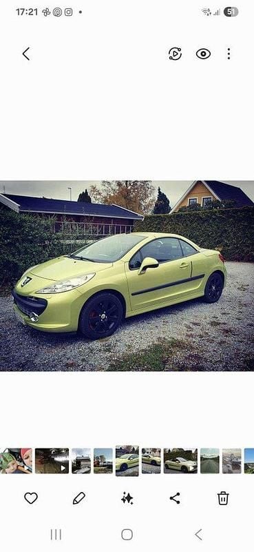 Grön Begagnad 2007 Peugeot 207 CC Cab | 39 000 kr (Marknadspris) - Bild 1/4