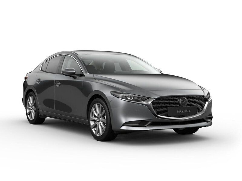 Grå Ny 2024 Mazda 3 Exclusive-Line Sedan | 367 600 kr (Lite dyr) - Bild 1/4