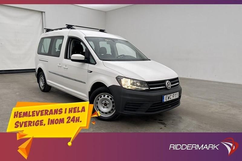 Vit Begagnad 2018 VW Caddy Maxi Life Life Minibuss | 249 800 kr (Lite dyr) - Bild 1/3