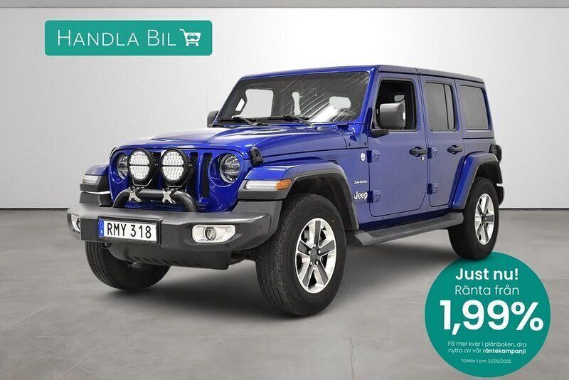 Blå Begagnad 2018 Jeep Wrangler Unlimited Sahara SUV | 459 900 kr (Marknadspris) - Bild 1/4