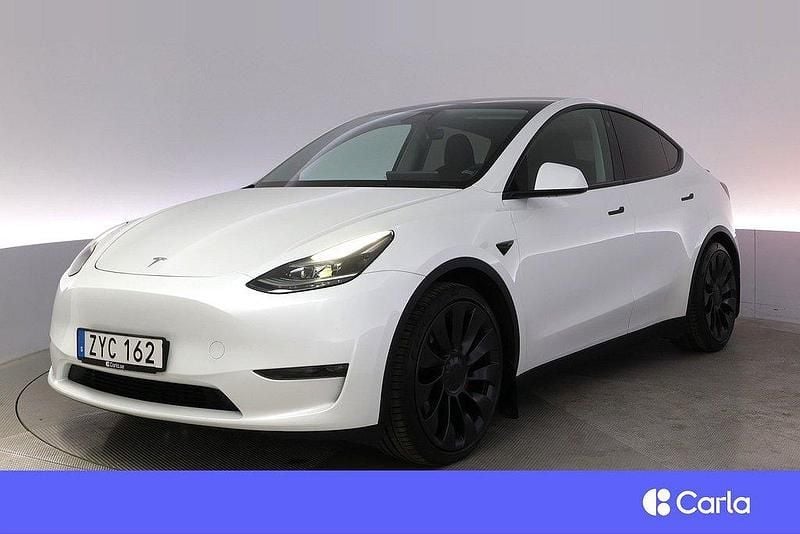 Vit Begagnad 2022 Tesla Model Y Performance SUV | 484 900 kr - Bild 1/4