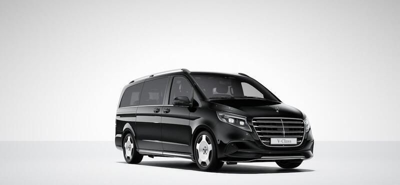 Svart Ny 2024 Mercedes V300 Exclusive Minibuss | 805 653 kr - Bild 1/4