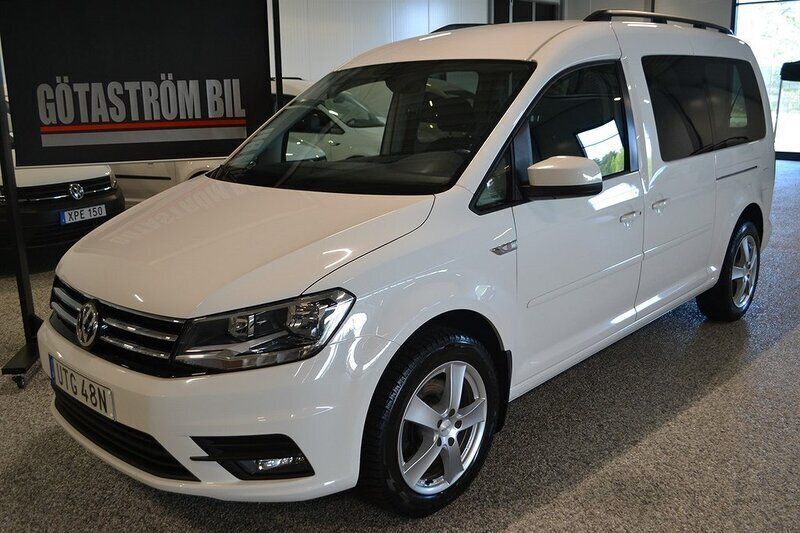 Vit (candywhite med klarlack) Begagnad 2020 VW Caddy Maxi Life Comfortline Minibuss | 259 000 kr - Bild 1/4