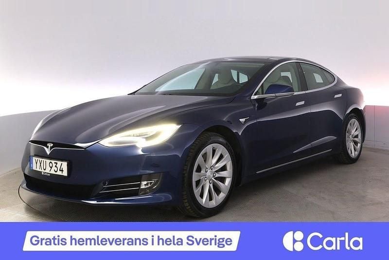 Begagnad Tesla Model S 450 kW (613 HK) 2018 Blå Halvkombi