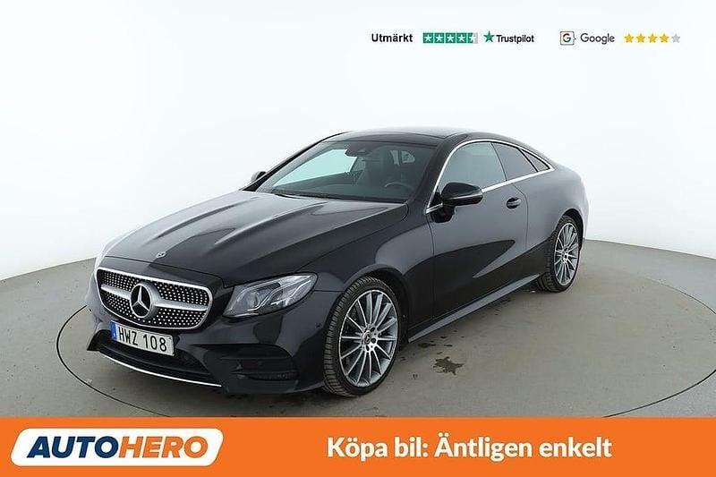 Svart Begagnad 2018 Mercedes E220 AMG line Sportkupé | 312 000 kr (Superpris) - Bild 1/4