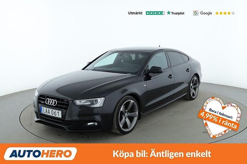 Svart Begagnad 2015 Audi A5 Sportback Halvkombi | 184 000 kr (Marknadspris) - Bild 1/4