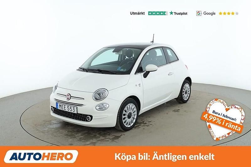 Vit Begagnad 2018 Fiat 500 Lounge Halvkombi | 113 000 kr (Marknadspris) - Bild 1/4