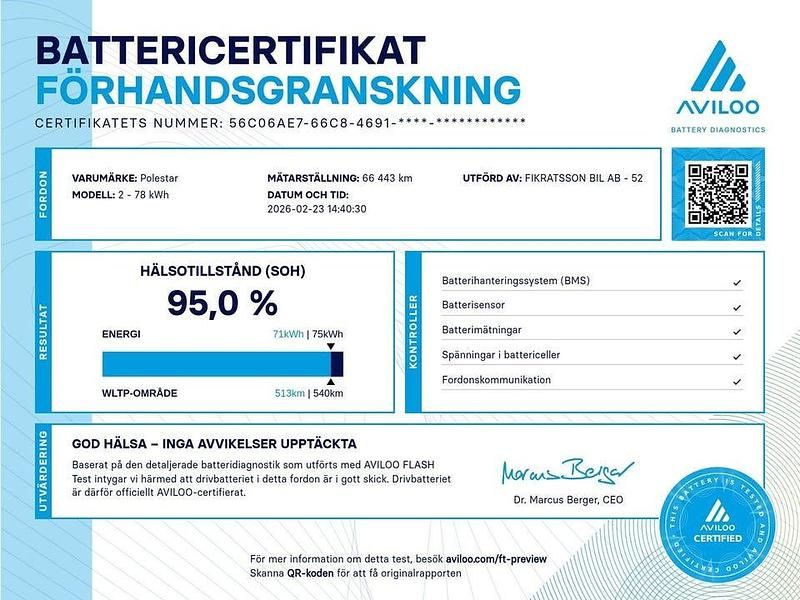 Begagnad Polestar 2 Pilot 219 kW (299 HK) 2022 Grå Halvkombi