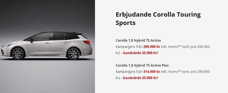 Blå Ny 2025 Toyota Corolla Kombi | 299 900 kr - Bild 1/1