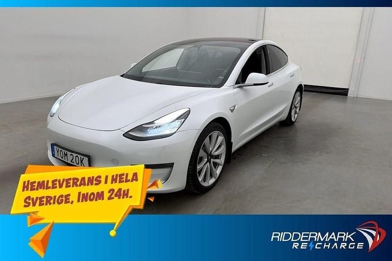 Vit Begagnad 2019 Tesla Model 3 Long Range AWD Sedan | 239 800 kr (Marknadspris) - Bild 1/3