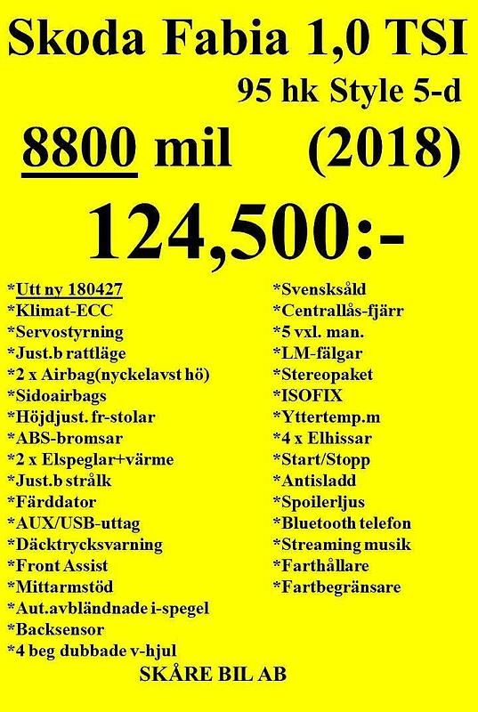 Begagnad Skoda Fabia Style 95 HK (69 kW) 2018 Röd Halvkombi