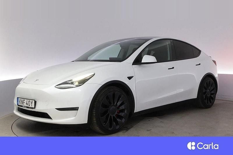 Vit Begagnad 2022 Tesla Model Y Performance SUV | 425 900 kr (Marknadspris) - Bild 1/4