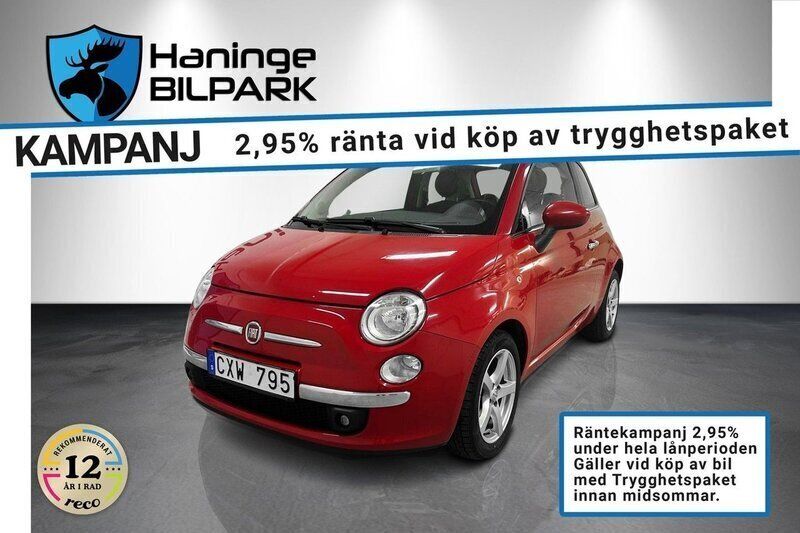 Röd Begagnad 2013 Fiat 500 Lounge Halvkombi | 59 900 kr (Marknadspris) - Bild 1/2