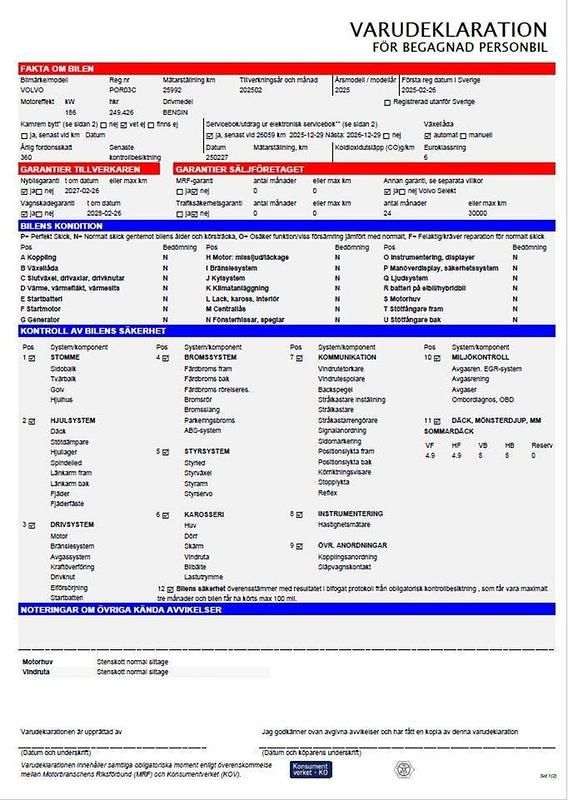 Begagnad Volvo XC60 Plus 355 HK (261 kW) 2025 Grå SUV