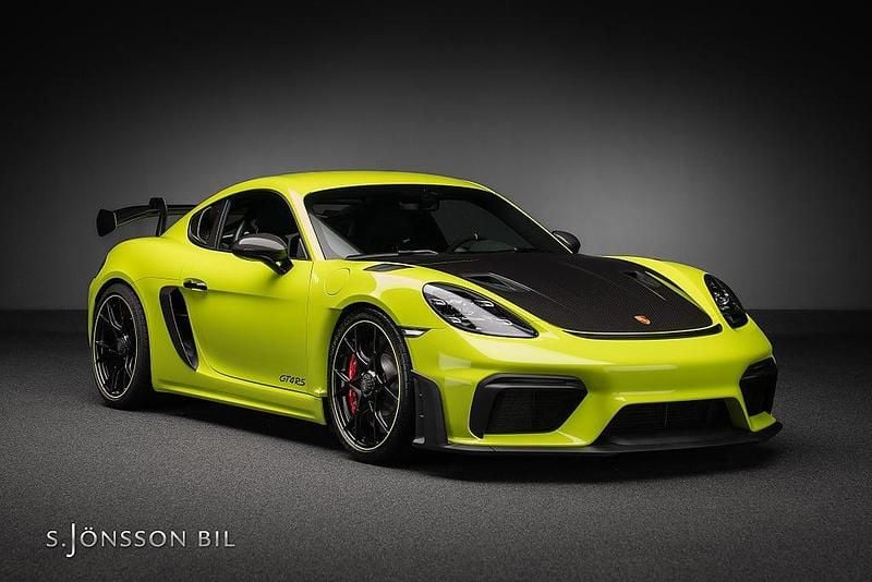 Acid green Begagnad 2022 Porsche 718 Cayman GT4 Sportkupé | 1 629 000 kr (Marknadspris) - Bild 1/4
