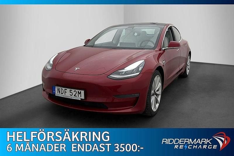 Röd Begagnad 2019 Tesla Model 3 Long Range AWD Sedan | 254 800 kr (Marknadspris) - Bild 1/3