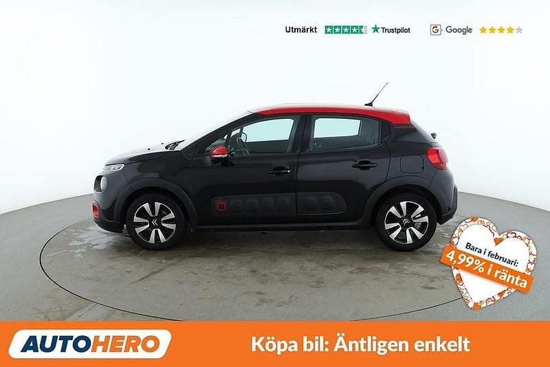 Begagnad Citroën C3 PureTech 83 HK (61 kW) 2018 Svart Sedan