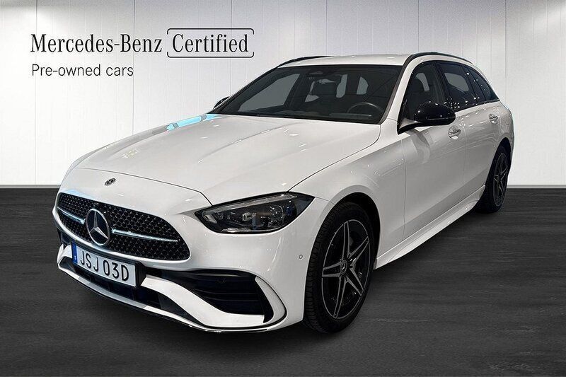 Vit Begagnad 2024 Mercedes C300e AMG line Kombi | 569 900 kr (Marknadspris) - Bild 1/4