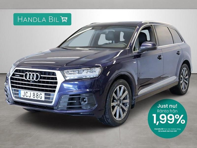 Blå Begagnad 2019 Audi Q7 S-Line SUV | 449 900 kr (Marknadspris) - Bild 1/4