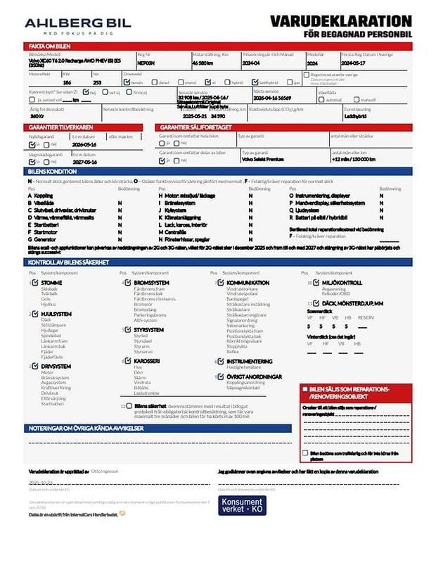Mörkblå (blå) Begagnad 2024 Volvo XC60 Plus SUV | 534 500 kr (Lite dyr) - Bild 1/1