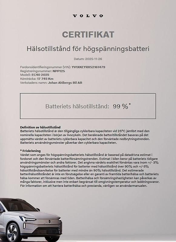 Svart Begagnad 2024 Volvo EC40 Performance SUV | 489 500 kr (Bra pris) - Bild 1/1