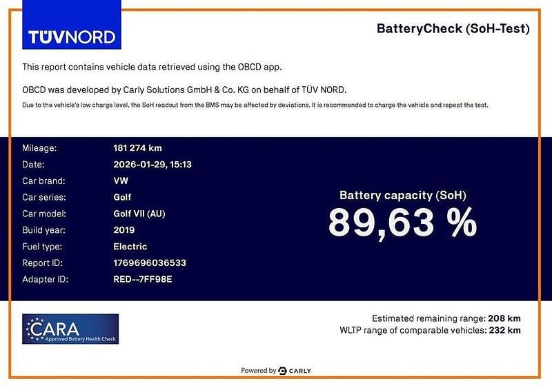 Begagnad VW e-Golf 100 kW (136 HK) 2018 Svart Halvkombi
