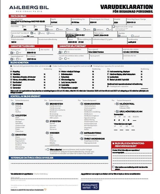 Grå Begagnad 2024 Volvo XC60 Plus SUV | 539 500 kr (Dyr) - Bild 1/1