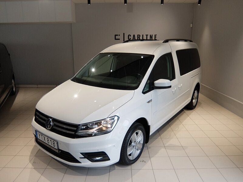 Vit Begagnad 2018 VW Caddy Maxi Life Life Minibuss | 239 000 kr (Lite dyr) - Bild 1/4