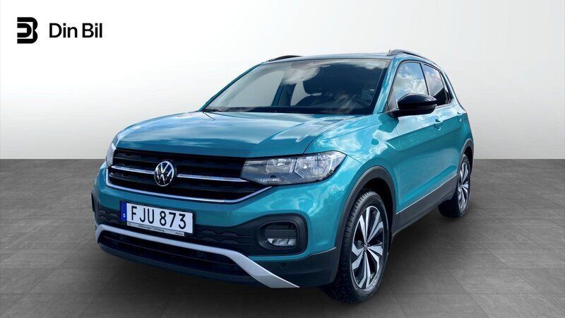 Grön (makena turquois metallic) Begagnad 2021 VW T-Cross SUV | 189 900 kr (Marknadspris) - Bild 1/4