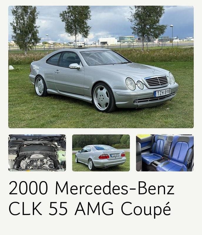 Begagnad Mercedes CLK55 AMG AMG 347 HK (255 kW) 2000 Silver Sportkupé