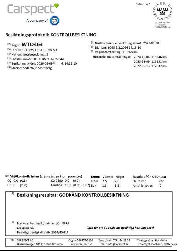 Begagnad Chrysler Sebring 203 HK (149 kW) 2005