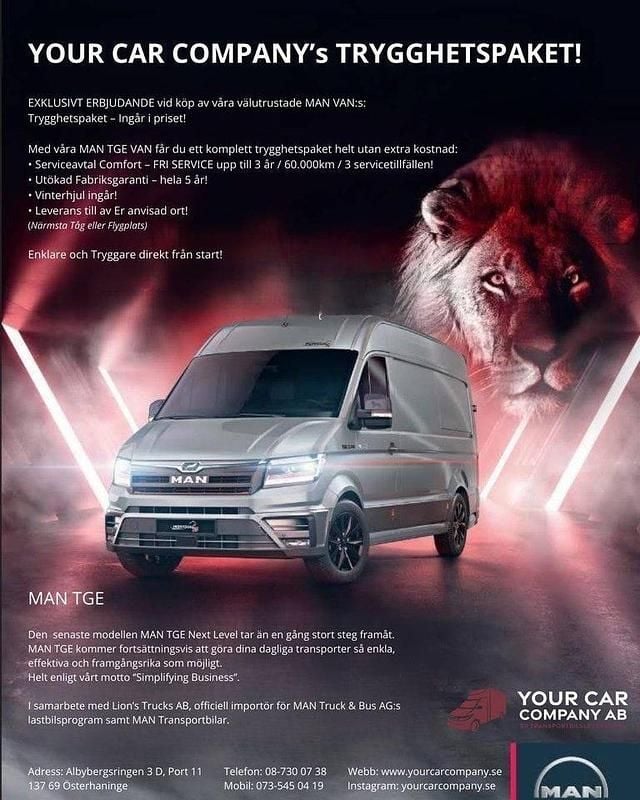 Ny MAN TGE 163 HK (119 kW) 2025 Silver Van