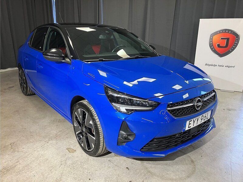 Voltaic blue Begagnad 2021 Opel Corsa-e Design Edition Halvkombi | 184 900 kr (Marknadspris) - Bild 1/4