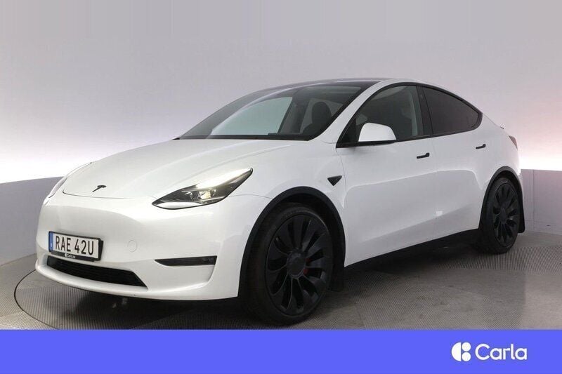Vit Begagnad 2022 Tesla Model Y Performance SUV | 459 900 kr (Bra pris) - Bild 1/3