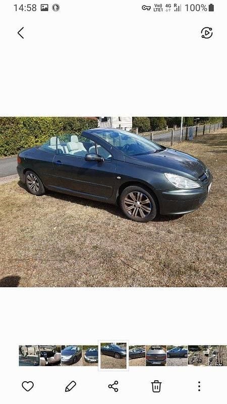 Grå Begagnad 2004 Peugeot 307 CC Cab | 14 900 kr (Superpris) - Bild 1/4