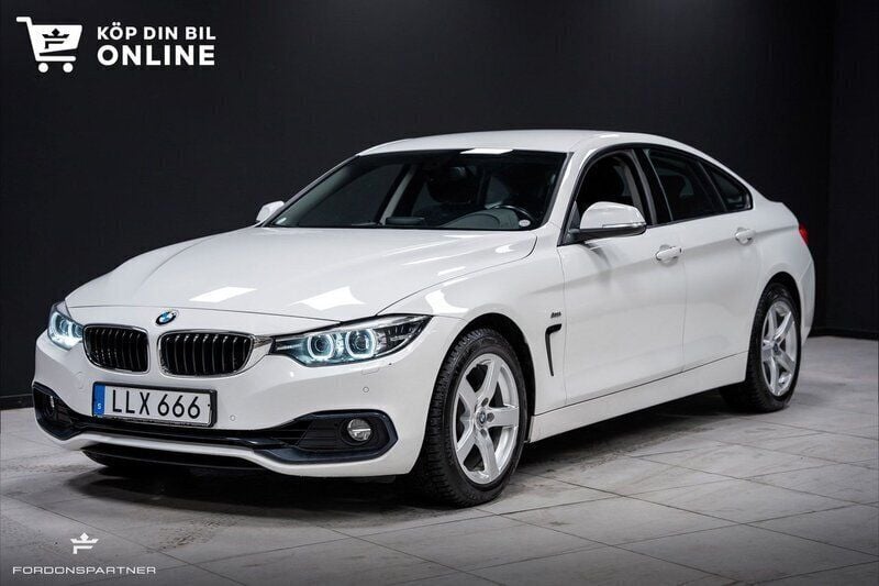 Vit Begagnad 2018 BMW 420 Gran Coupé Sport Line Sportkupé | 228 900 kr (Marknadspris) - Bild 1/4