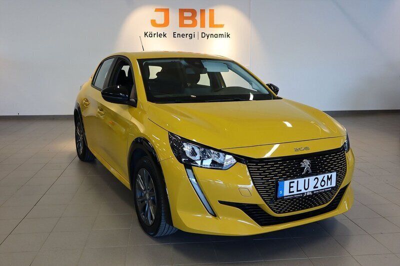 Gul Begagnad 2022 Peugeot e-208 Active Halvkombi | 169 900 kr (Marknadspris) - Bild 1/4