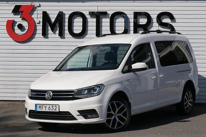 Vit Begagnad 2015 VW Caddy Maxi Life Life Minibuss | 189 900 kr (Bra pris) - Bild 1/4