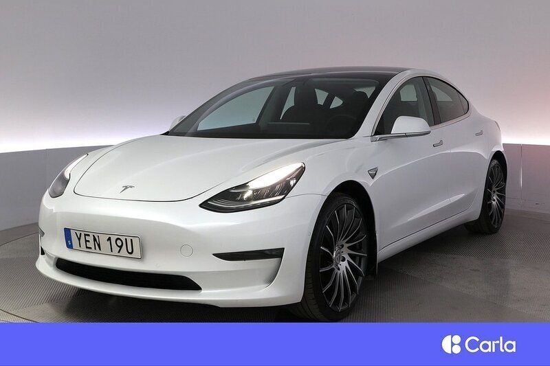 Vit Begagnad 2019 Tesla Model 3 Long Range Sedan | 249 900 kr (Marknadspris) - Bild 1/4