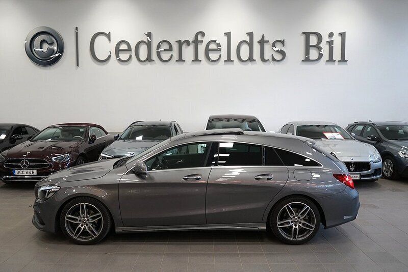 Mörkgrå (grå) Begagnad 2018 Mercedes CLA180 Shooting Brake AMG Kombi | 219 900 kr (Marknadspris) - Bild 1/4