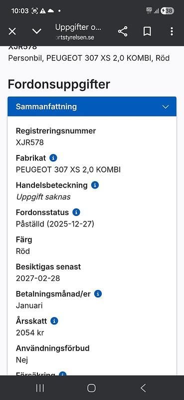Begagnad 2006 Peugeot 307 Kombi | 11 000 kr (Marknadspris) - Bild 1/3