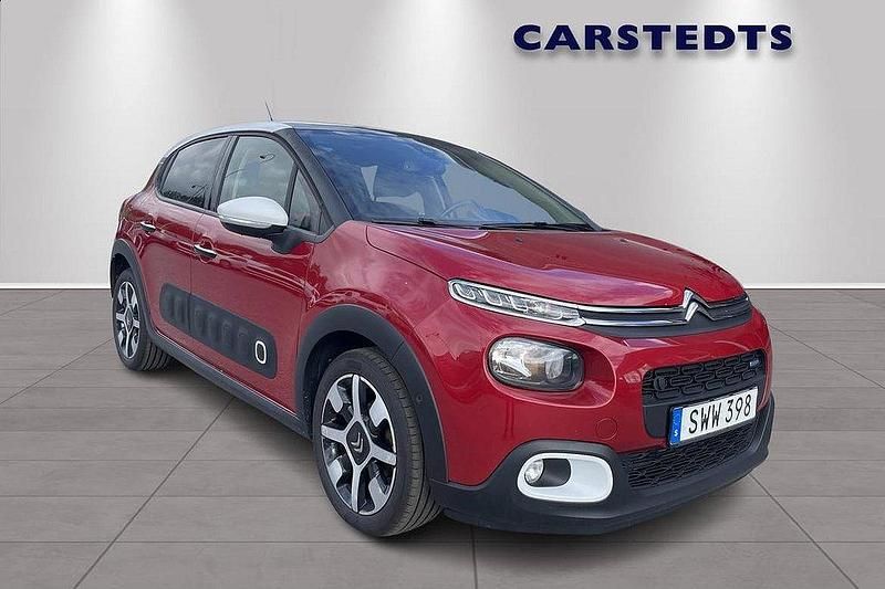 Röd Begagnad 2017 Citroën C3 PureTech Halvkombi | 129 900 kr (Marknadspris) - Bild 1/4