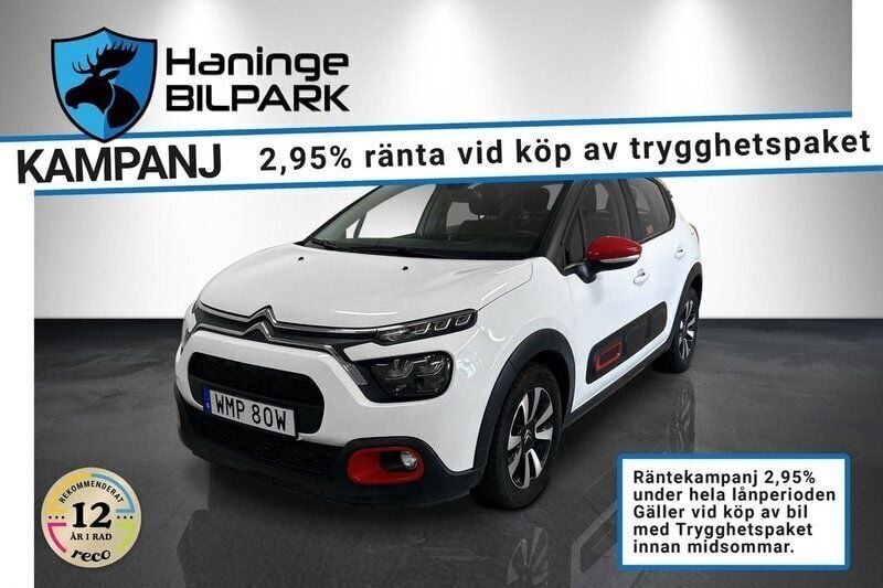 Vit Begagnad 2021 Citroën C3 PureTech Halvkombi | 129 900 kr (Bra pris) - Bild 1/2