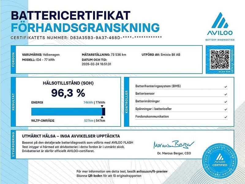 Begagnad VW ID.4 Pro Performance 150 kW (204 HK) 2022 Svart SUV