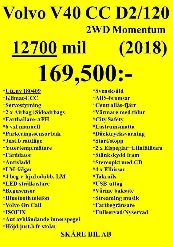 Begagnad Volvo V40 Momentum 120 HK (88 kW) 2017 Silver Halvkombi